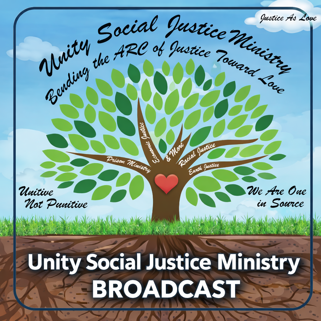 Unity Social Justice Ministry Broadcast logo with a tree of life